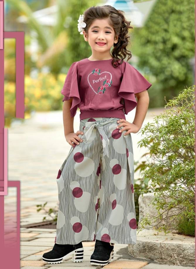 VEERA CHILDREN Fancy Stylish Western Wear Poli Rayon Printed Top And Plazzo Girls Wear Collection